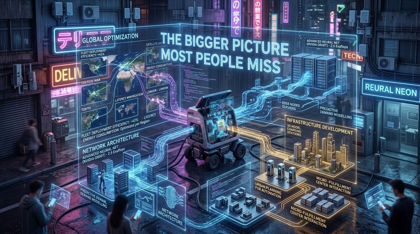 AI-powered robots operating across diverse physical environments including warehouses factories hospitals construction sites roads sidewalks and homes showing artificial intelligence expanding into the real world beyond screens